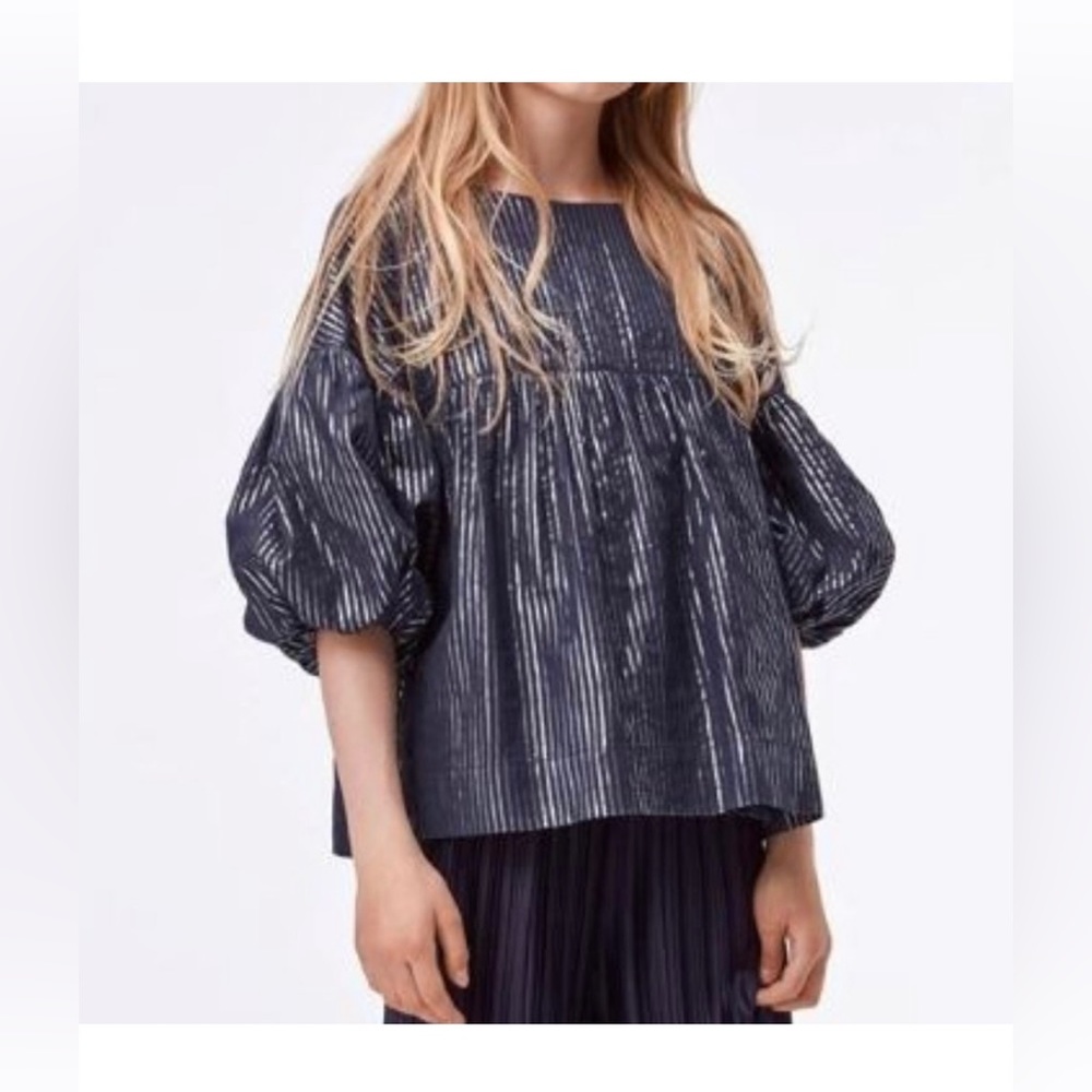 Molo Short puff sleeves blouse Stripped